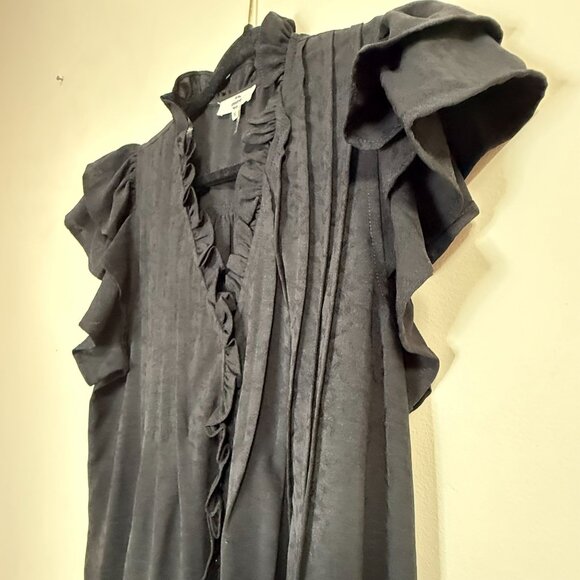 NWT Entro Black Ruffle Sleeve Pleated Tunic Top Women's Size Medium - Picture 4 of 10